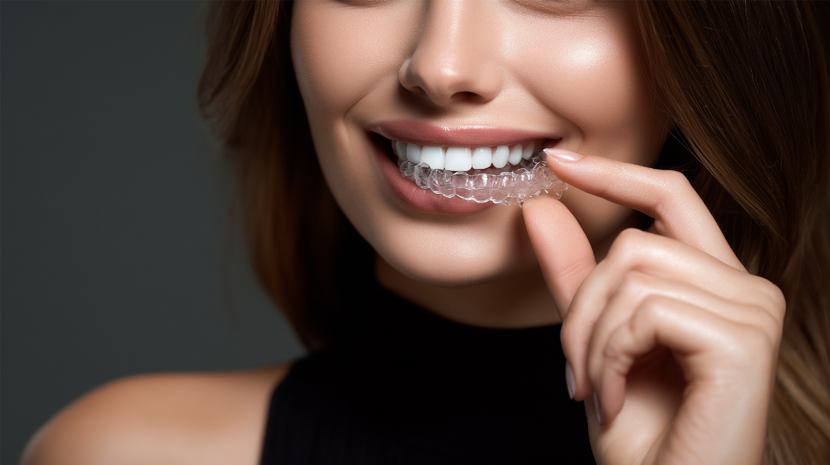 インビザラインの治療をしている女性